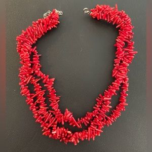 Vintage Red Mini Coral Branch Look Necklace